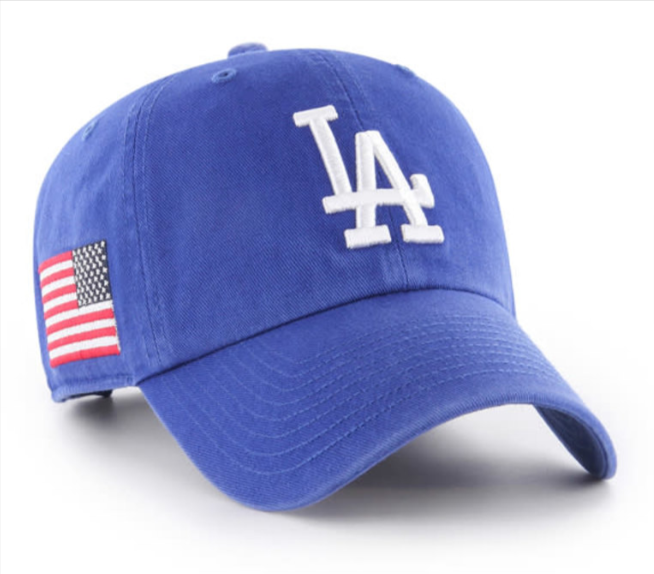 Los Angeles Dodgers Strapback 47 Brand Clean Up Adjustable Cap Hat USA Flag Blue THE 4TH QUARTER