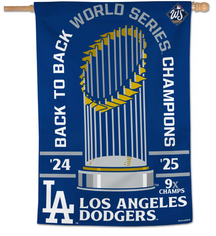 Los Angeles Dodgers Bar Home Vertical Flag 28" x 40" 2025 World Series Champions Single Sided Flag