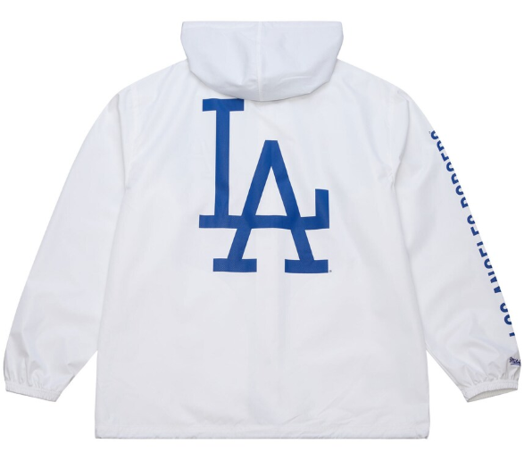 Los Angeles Dodgers Mens Mitchell &amp; Ness Vintage Full-Snap Coaches Hooded Jacket White - THE 4TH QUARTER