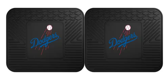 Los Angeles Dodgers Auto Car Mat Black Heavy Duty 2-Piece 14 in. x 17 in. Vinyl Utility Mat - THE 4TH QUARTER