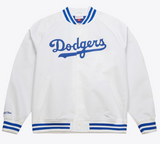 Los Angeles Dodgers Mens Jacket Mitchell & Ness Light Satin White