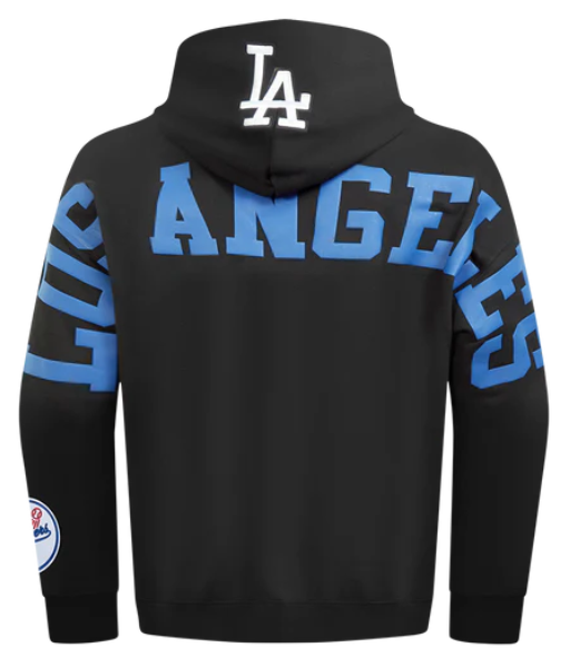 Los Angeles Dodgers Mens Sweatshirt Pro Standard Wingspan Black Blue Hoodie - THE 4TH QUARTER