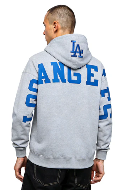 Los Angeles Dodgers Mens Sweatshirt Pro Standard Wingspan Hoodie Dark Heather Grey - THE 4TH QUARTER
