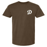 Los Angeles Dodgers Mens T-Shirt Pro Standard Old English Wingspan Brown Tee
