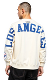Los Angeles Dodgers Mens Sweatshirt Pro Standard Drop Shoulder Wingspan Crew Neck Eggshell - THE 4TH QUARTER