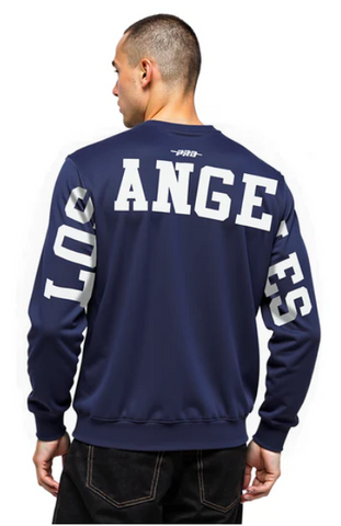 Los Angeles Dodgers Mens Sweatshirt Pro Standard Drop Shoulder Wingspan Crew Neck Navy - THE 4TH QUARTER