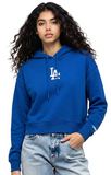 Los Angeles Dodgers Womens Crop Sweatshirt Pro Standard Wingspan Pullover Hoodie Blue - THE 4TH QUARTER