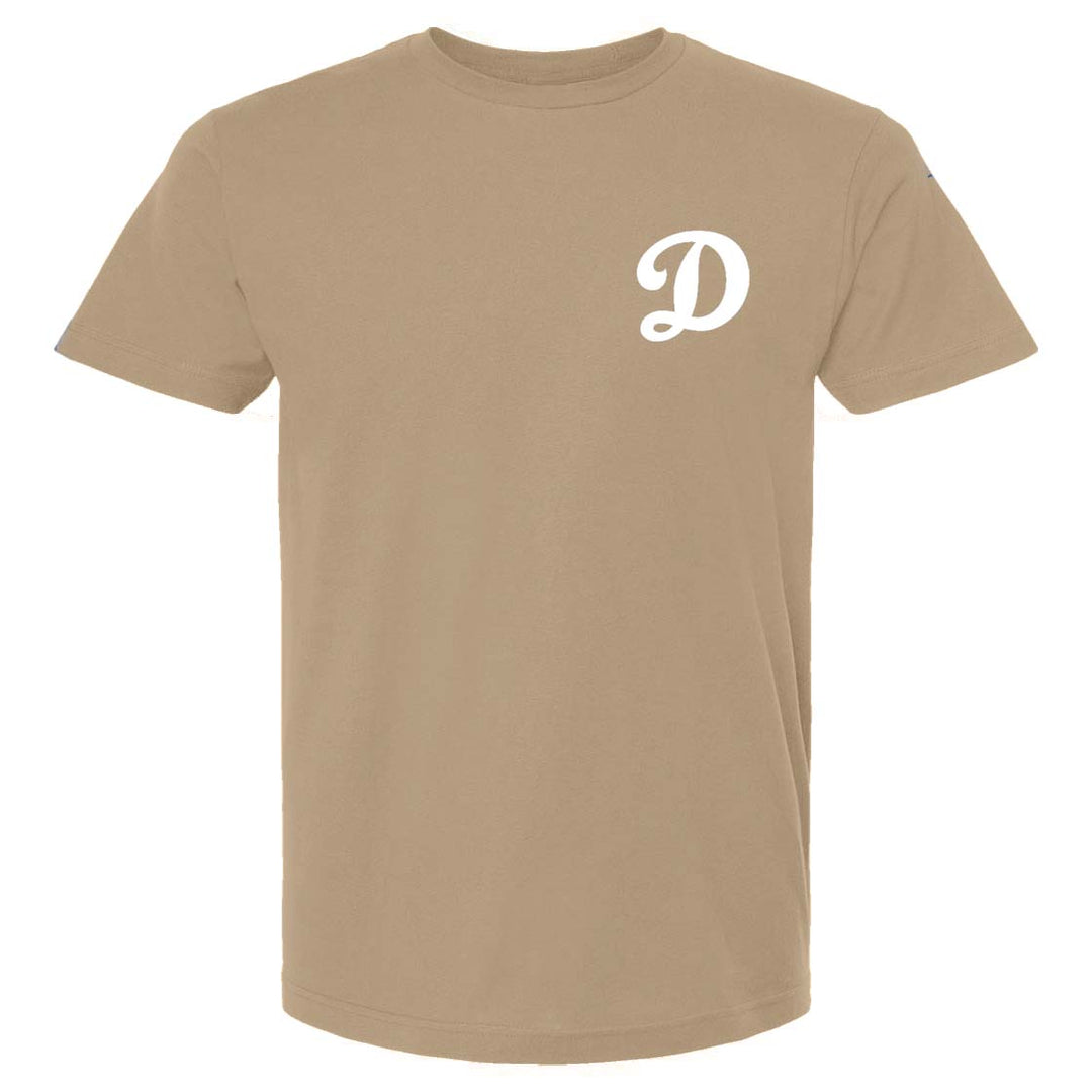 Los Angeles Dodgers Mens T-Shirt Pro Standard Old English Wingspan Taupe Tee