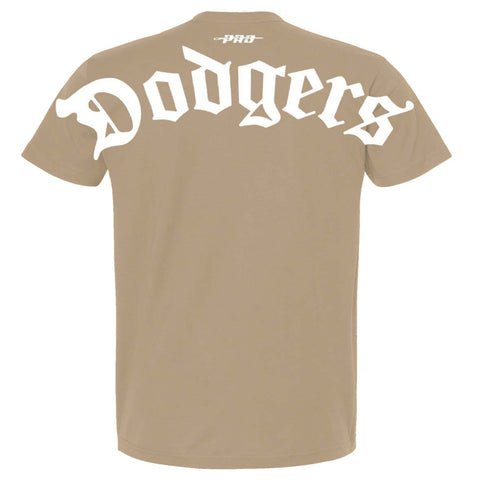 Los Angeles Dodgers Mens T-Shirt Pro Standard Old English Wingspan Taupe Tee