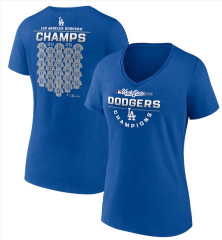 Los Angeles Dodgers Women's 2025 World Series Champions Jersey Roster - T-Shirt Royal