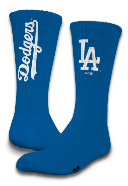 Los Angeles Dodgers Mens Socks ISlide Primary Logos Blue