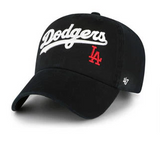Los Angeles Dodgers Strapback '47 Brand Wordmark Clean Up Adjustable Cap Hat Black Red LA