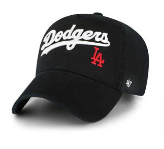 Los Angeles Dodgers Strapback '47 Brand Wordmark Clean Up Adjustable Cap Hat Black Red LA