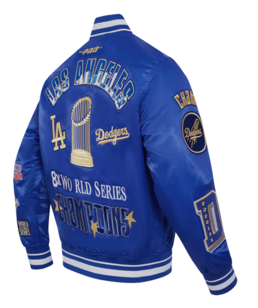 Los Angeles Dodgers Mens Pro Standard 2024 World Series Rib Satin Jacket Blue - THE 4TH QUARTER