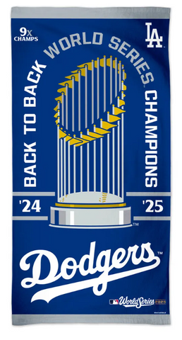 Los Angeles Dodgers Back to Back World Series Champions Spectra Beach Towel 30" x 60"