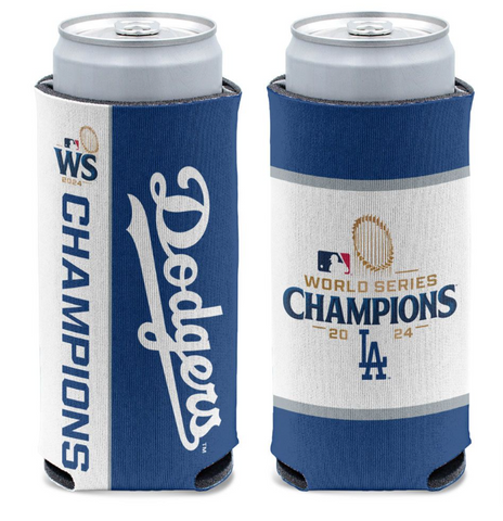 Los Angeles Dodgers 12oz World Series 2024 Champions Slim Can Cooler Kaddy Holder