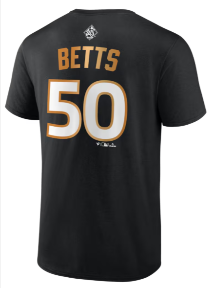 Los Angeles Dodgers Mens 2025 World Series Champions Mookie Betts T-Shirt - Black - THE 4TH QUARTER
