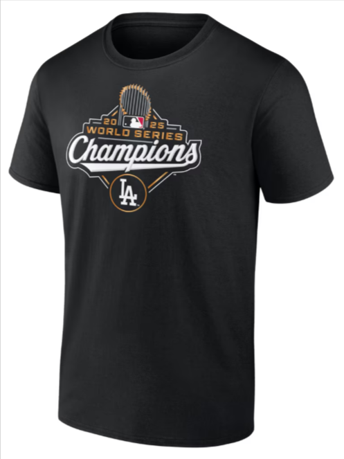 Los Angeles Dodgers Mens 2025 World Series Champions Mookie Betts T-Shirt - Black - THE 4TH QUARTER