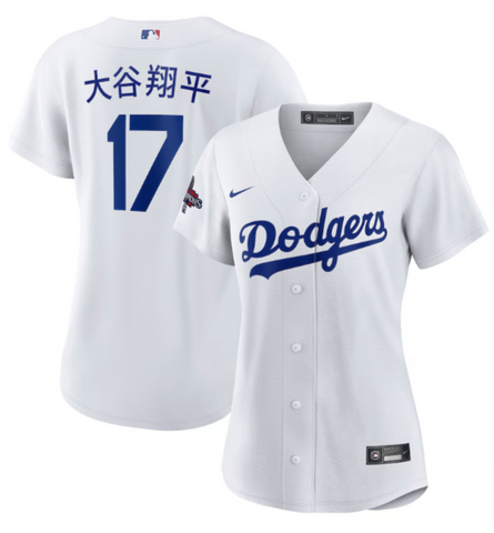 Los Angeles Dodgers Womens 2024 Shohei Ohtani Japanese World Series Champions Replica Jersey White