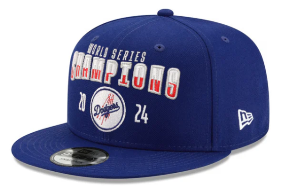 Los Angeles Dodgers Snapback 9Fifty New Era 2024 World Series Champions Block Blue Hat Cap - THE 4TH QUARTER