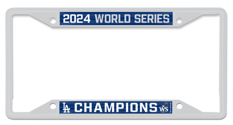 Los Angeles Dodgers 2024 World Series Champions White License Plate Frame