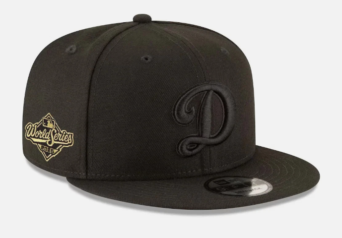 Los Angeles Dodgers Snapback New Era 2025 D Logo World Series Champions 9Fifty Adjustable Hat - Black on Black Gold - THE 4TH QUARTER