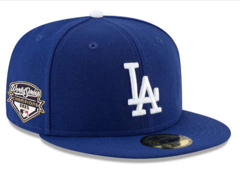 Los Angeles Dodgers New Era 2025 World Series Champions Patch 59FIFTY Kids Fitted Hat - Blue