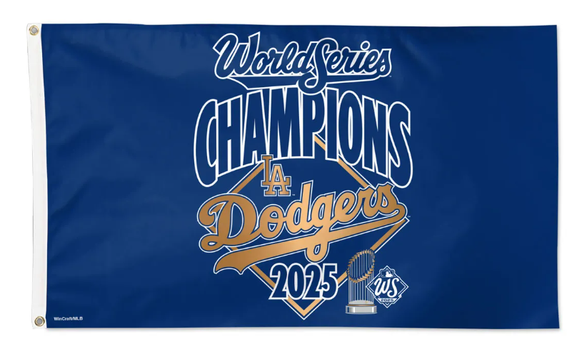 Los Angeles Dodgers Bar Home 3X5' 2025 World Series Champions Deluxe Flag - THE 4TH QUARTER