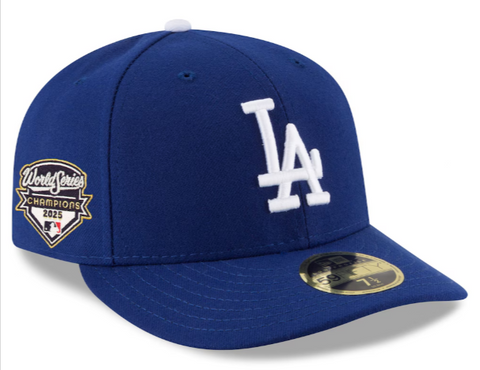 Los Angeles Dodgers New Era 2025 LOW PROFILE World Series Champions Patch 59FIFTY Fitted Hat - Blue