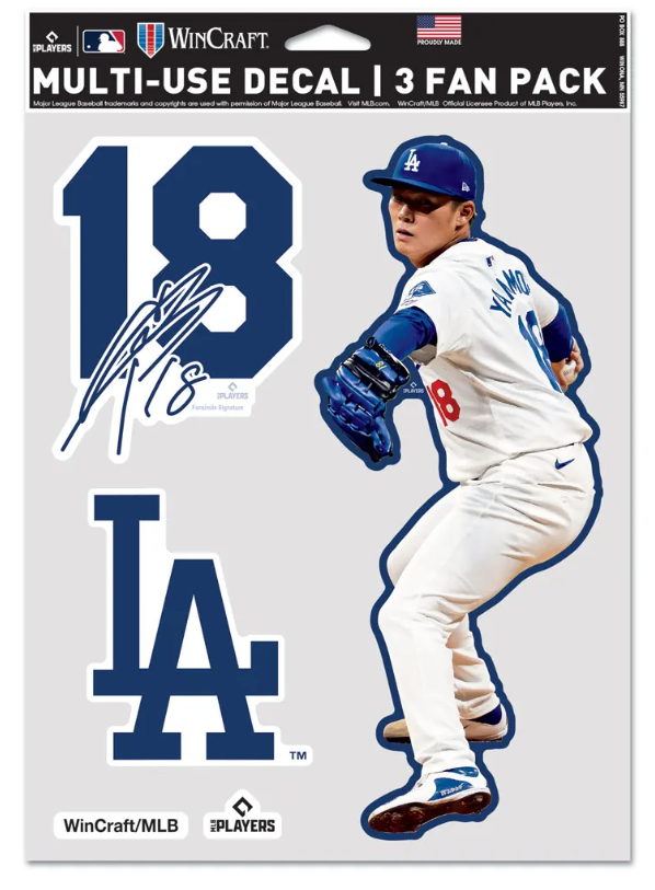 Los Angeles Dodgers Multi-Use Decal 3 Fan Pack Yoshinobu Yamamoto - THE 4TH QUARTER