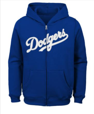 Los Angeles Dodgers Kids (4-7) Wordmark Full-Zip Hooded Sweatshirt Blue