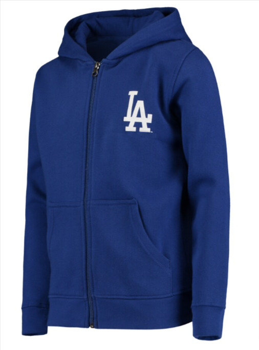 Los Angeles Dodgers Youth LA Full-Zip Hooded Sweatshirt Blue | THE