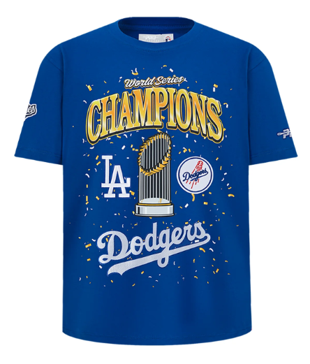 Los Angeles Dodgers Youth Pro Standard 2025 World Series Champions Premium T-Shirt - Blue - THE 4TH QUARTER