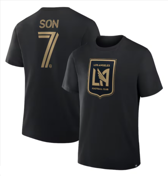 Los Angeles FC Mens T-Shirt Fanatics Son Heung-Min Tee Black - THE 4TH QUARTER