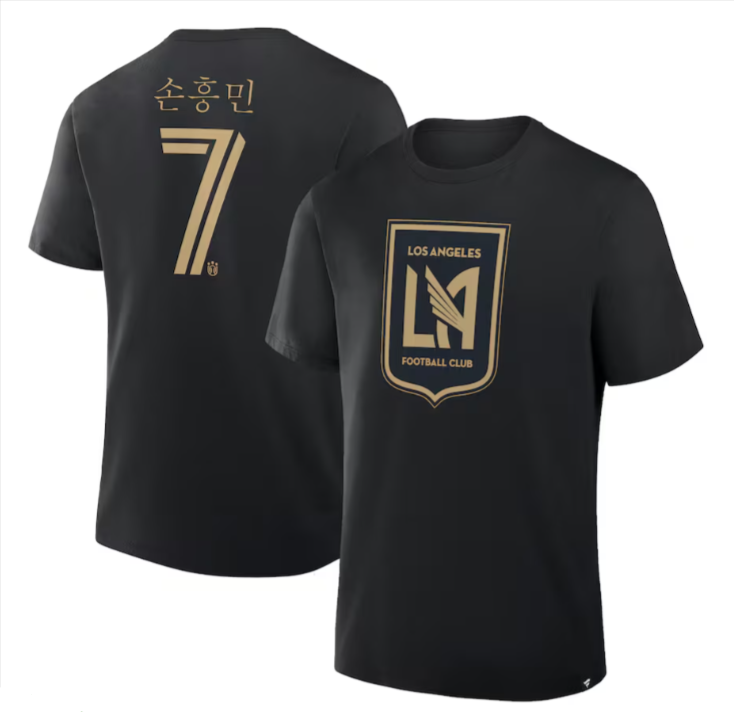 Los Angeles FC Mens T-Shirt Fanatics Korean Son Heung-Min Tee Black - THE 4TH QUARTER