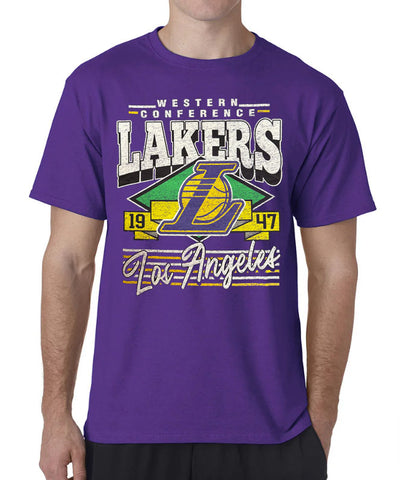 Los Angeles Lakers Mens T-Shirt New Era 1947 Western Conference Purple Tee