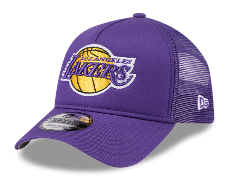 Los Angeles Lakers Snapback 9FORTY New Era A-Frame Cap Hat Purple Mesh Trucker