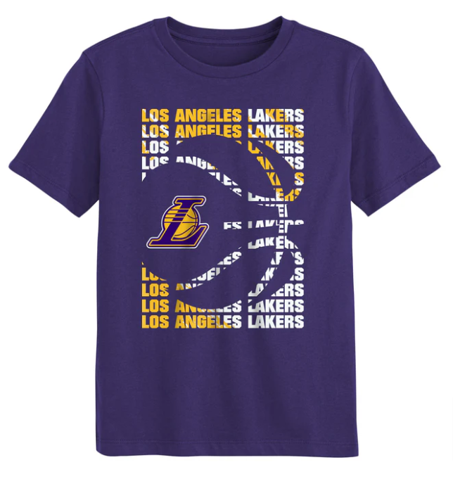 Los Angeles Lakers Youth T-Shirt 8-18 Box Purple Heather Tee - THE 4TH QUARTER