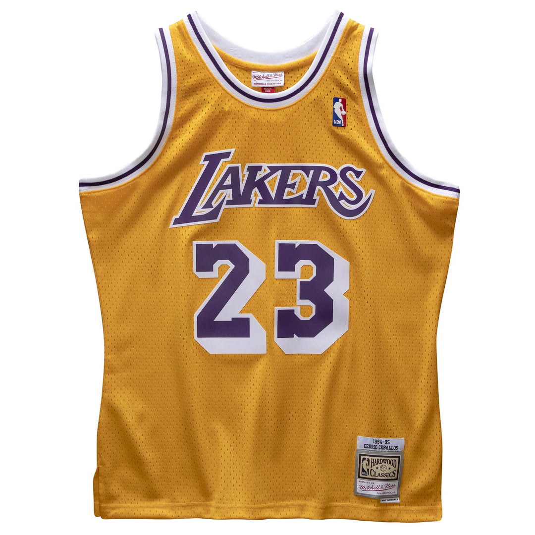 Los Angeles Lakers Mens Jersey Mitchell & Ness 1994-95 #23 Cedric Ceballos Gold - THE 4TH QUARTER
