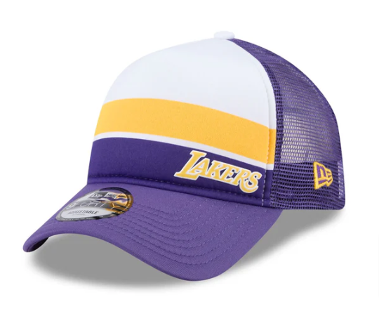 Los Angeles Lakers Snapback New Era 9Forty A-Frame Mesh Trucker Color Block Cap Hat - THE 4TH QUARTER