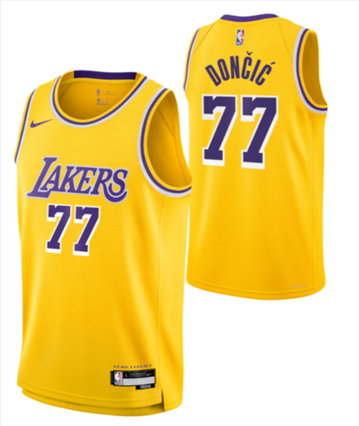 Los Angeles Lakers Mens Jersey Luka Doncic #77 Swingman Gold