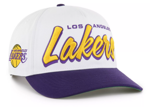 Los Angeles Lakers Snapback Adjustable '47 Brand Drop Shadow Hitch Cap Hat White Purple
