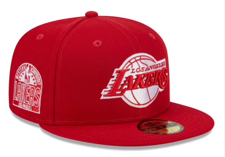 Los Angeles Lakers Fitted New Era 59Fifty Red Western Patch Cap Hat Grey UV - THE 4TH QUARTER