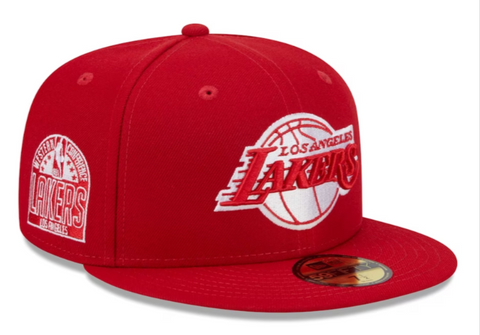 Los Angeles Lakers Fitted New Era 59Fifty Red Western Patch Cap Hat Grey UV