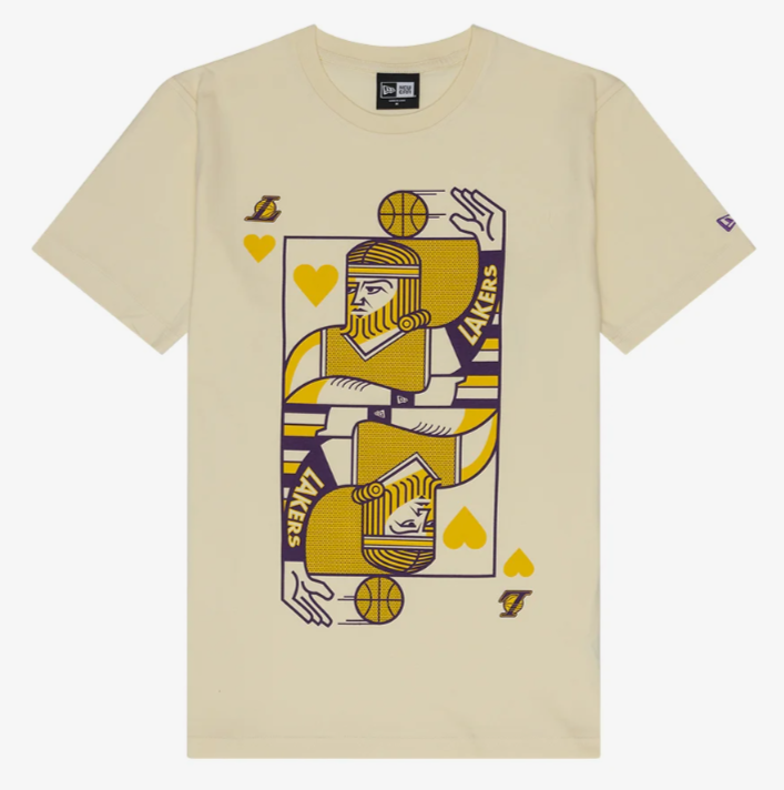Los Angeles Lakers Mens T-Shirt New Era Game Night Cream Tee - THE 4TH QUARTER