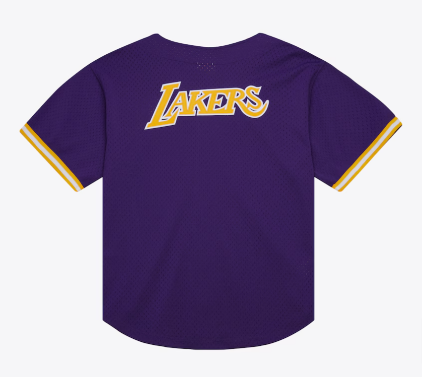 Los Angeles Lakers Mens Mitchell &amp; Ness Game Time Mesh Button Front Jersey - THE 4TH QUARTER