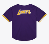 Los Angeles Lakers Mens Mitchell & Ness Game Time Mesh Button Front Jersey