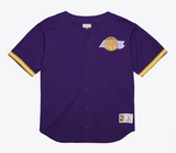 Los Angeles Lakers Mens Mitchell & Ness Game Time Mesh Button Front Jersey