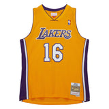Los Angeles Lakers Mens Jersey Mitchell & Ness 2009-10 Swingman Pau Gasol Gold #16