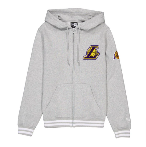 Los Angeles Lakers Mens Sweatshirt New Era Grey Full Zip Hoodie